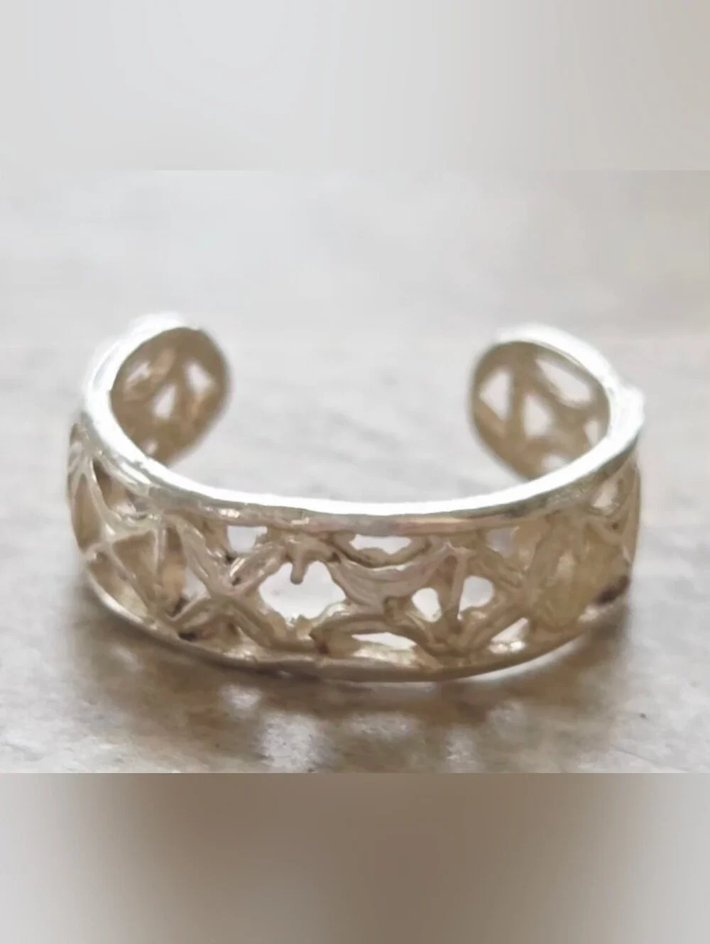 VTG 925 Sterling Silver Openwork Cutout Celtic Filigree Toe Ring Adjustable